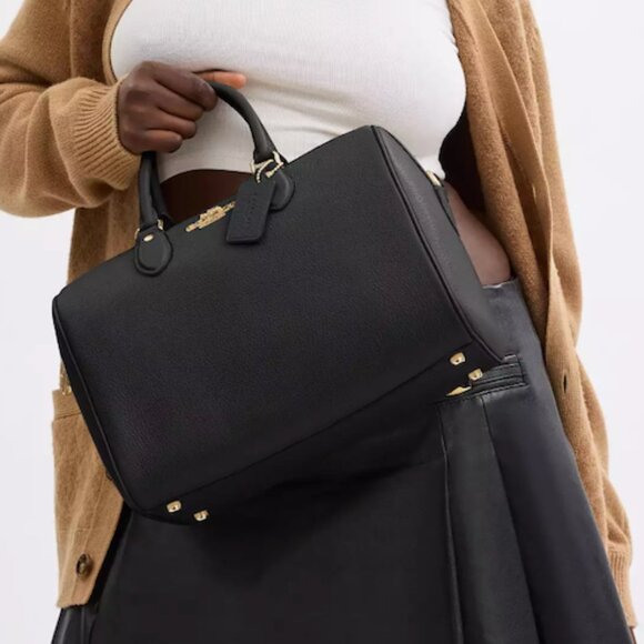 NWT Coach Rowan Large Black Satchel Bag & an Extra Coach Strap (Reversible) - Picture 11 of 14